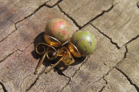 Polished Pair of Unakite Stud Earrings - Sold per Pair - From South Africa - Toprock Gemstones and Minerals 