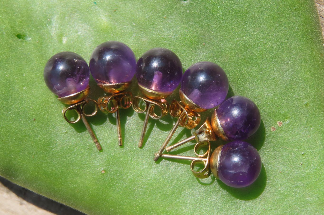 Polished Pair of Gemmy Amethyst Stud Earrings - sold per Pair - From Zambia - Toprock Gemstones and Minerals 