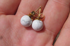 Polished Pair of Lightning Strike Magnesite - Howlite Stud Earrings - Sold per Pair - From Zimbabwe - Toprock Gemstones and Minerals 