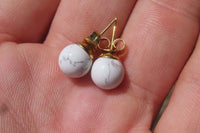 Polished Pair of Lightning Strike Magnesite - Howlite Stud Earrings - Sold per Pair - From Zimbabwe - Toprock Gemstones and Minerals 