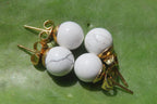 Polished Pair of Lightning Strike Magnesite - Howlite Stud Earrings - Sold per Pair - From Zimbabwe - Toprock Gemstones and Minerals 