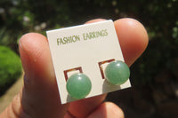 Polished Pair of Aventurine Stud Earrings - Sold per Pair - From Zimbabwe - Toprock Gemstones and Minerals 
