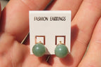 Polished Pair of Aventurine Stud Earrings - Sold per Pair - From Zimbabwe - Toprock Gemstones and Minerals 