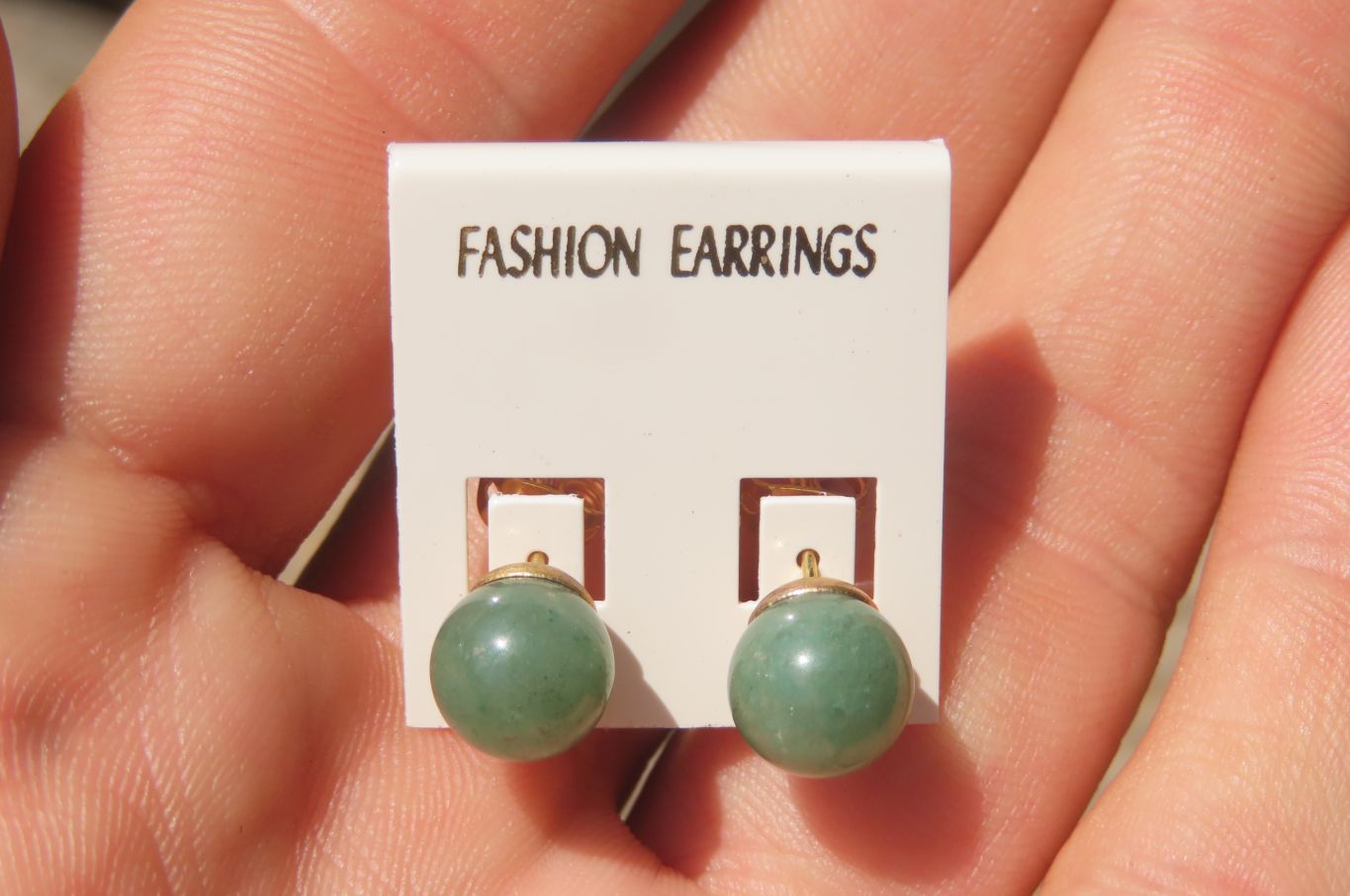 Polished Pair of Aventurine Stud Earrings - Sold per Pair - From Zimbabwe - Toprock Gemstones and Minerals 
