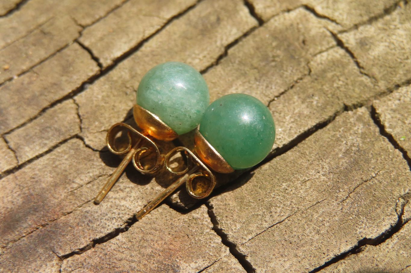 Polished Pair of Aventurine Stud Earrings - Sold per Pair - From Zimbabwe - Toprock Gemstones and Minerals 