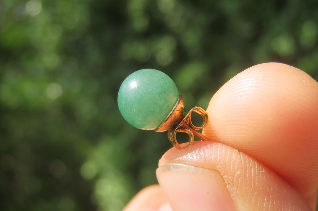 Polished Pair of Aventurine Stud Earrings - Sold per Pair - From Zimbabwe - Toprock Gemstones and Minerals 