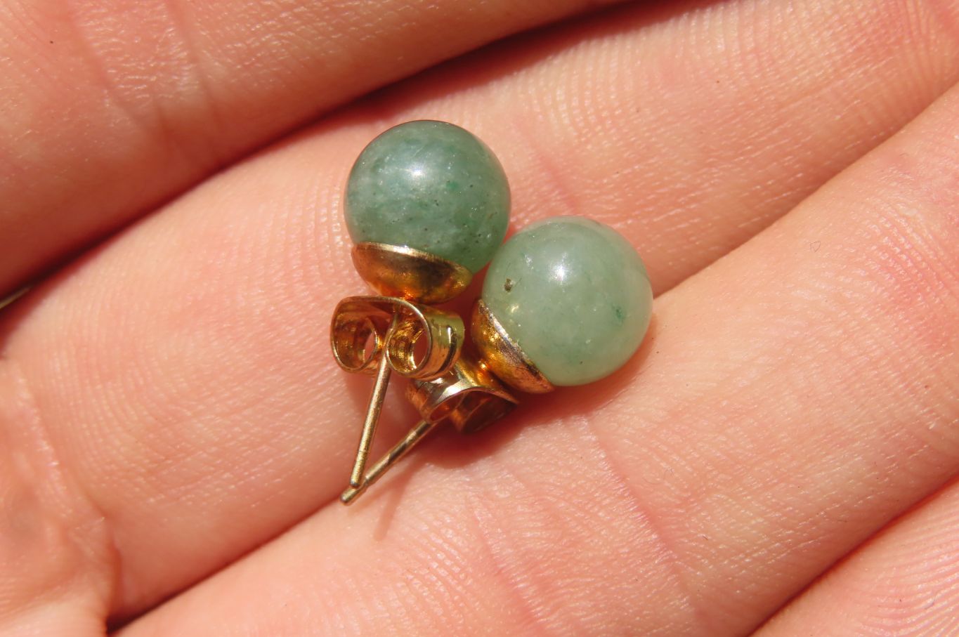 Polished Pair of Aventurine Stud Earrings - Sold per Pair - From Zimbabwe - Toprock Gemstones and Minerals 