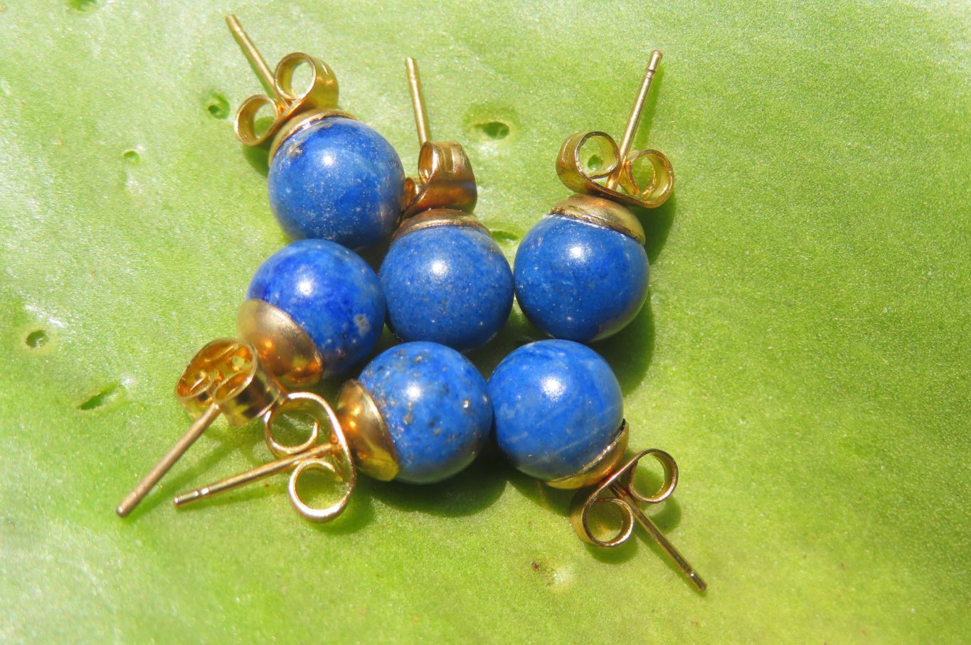Polished Pair of Lapis Lazuli Stud Earrings - Sold Per Pair - From Afghanistan - Toprock Gemstones and Minerals 