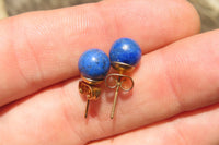 Polished Pair of Lapis Lazuli Stud Earrings - Sold Per Pair - From Afghanistan - Toprock Gemstones and Minerals 