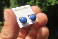 Polished Pair of Lapis Lazuli Stud Earrings - Sold Per Pair - From Afghanistan - Toprock Gemstones and Minerals 