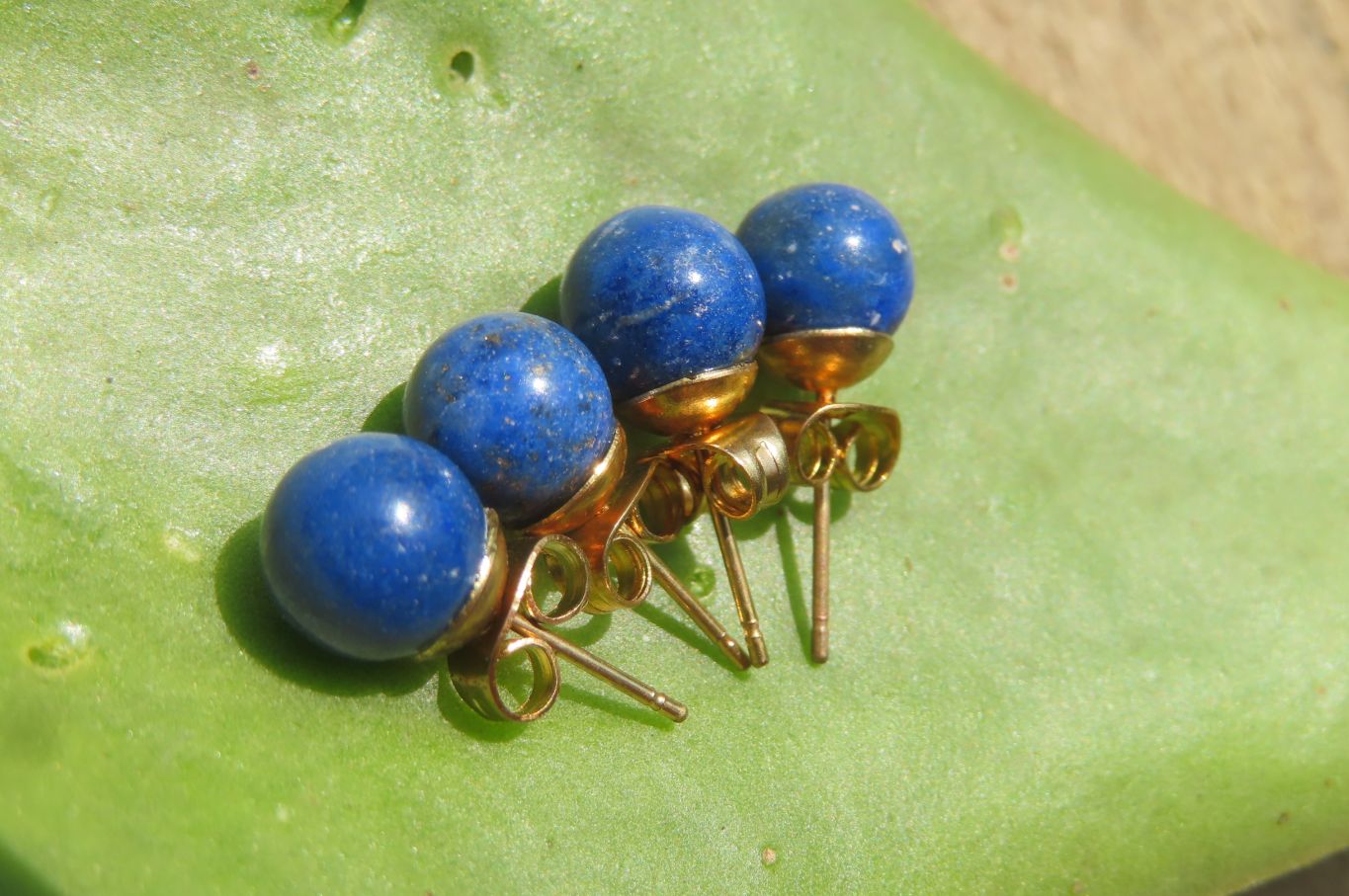 Polished Pair of Lapis Lazuli Stud Earrings - Sold Per Pair - From Afghanistan - Toprock Gemstones and Minerals 