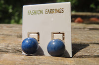 Polished Pair of Lapis Lazuli Stud Earrings - Sold Per Pair - From Afghanistan - Toprock Gemstones and Minerals 