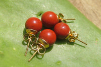 Polished Pair of Red Jasper Stud Earrings - Sold per Pair - From South Africa - Toprock Gemstones and Minerals 