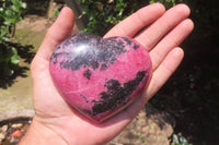Polished Rhodonite Gemstone Hearts x 2 From Madagascar