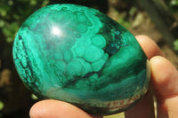 Polished Flower Banded Malachite Gemstone Eggs x 3 From Congo - Toprock Gemstones and Minerals 