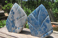 Polished Blue Spotted Spinel Quartz Standing Leaf Carvings x 2 From Madagascar - Toprock Gemstones and Minerals 