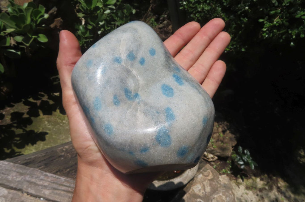 Polished Blue Spotted Spinel Quartz Standing Leaf Carvings x 2 From Madagascar - Toprock Gemstones and Minerals 