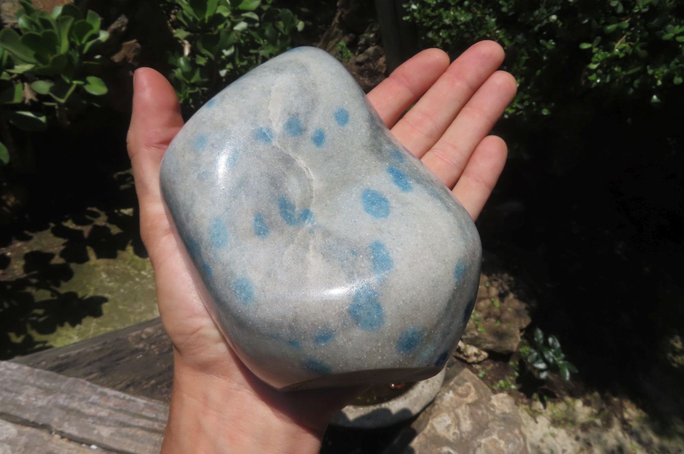 Polished Blue Spotted Spinel Quartz Standing Leaf Carvings x 2 From Madagascar - Toprock Gemstones and Minerals 
