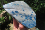 Polished Blue Spotted Spinel Quartz Standing Leaf Carvings x 2 From Madagascar - Toprock Gemstones and Minerals 