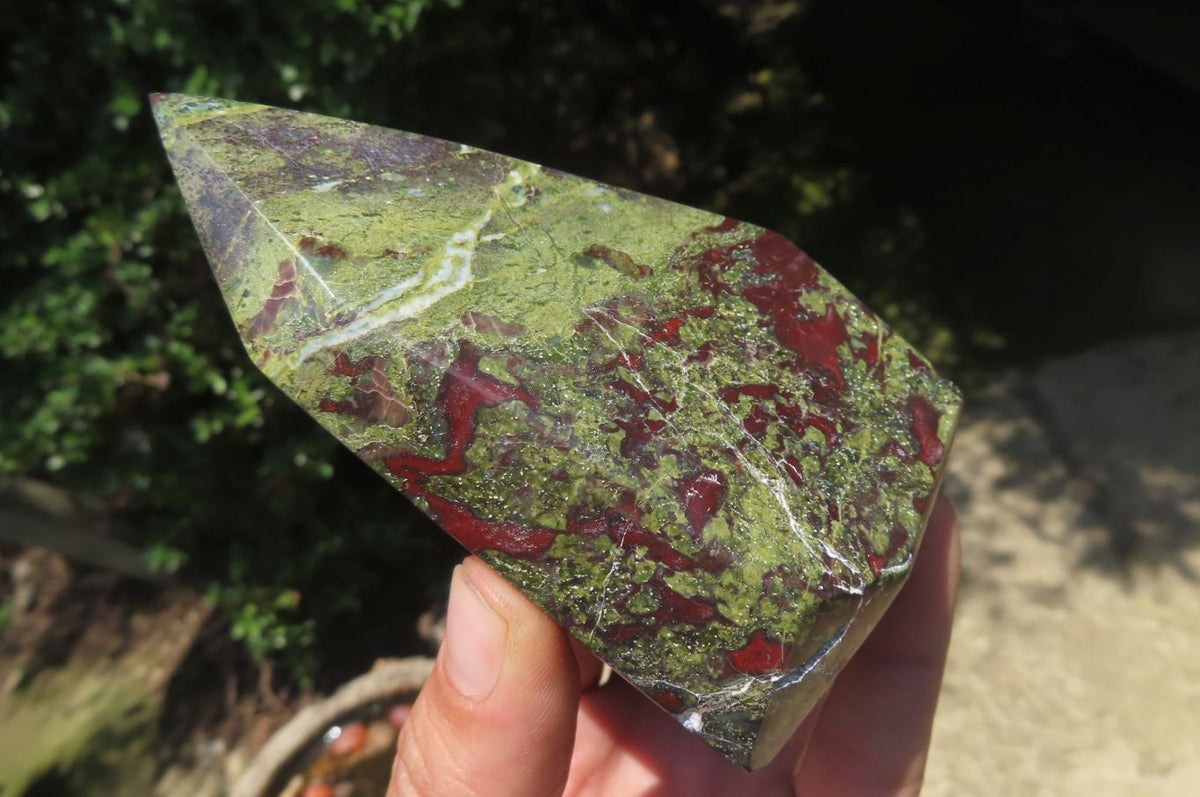 Polished Bastite Dragons Blood Stone Points x 4 From Tshipise, South Africa - Toprock Gemstones and Minerals 