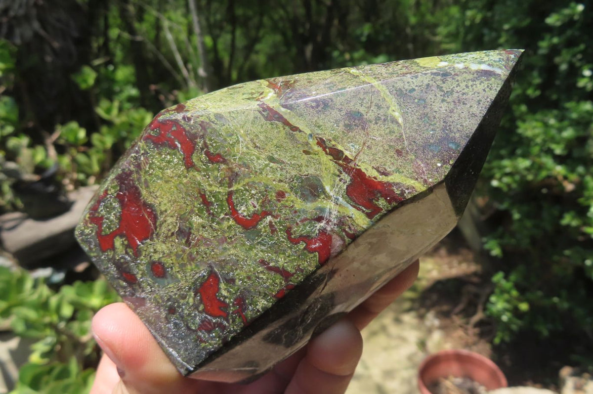 Polished Bastite Dragons Blood Stone Points x 4 From Tshipise, South Africa - Toprock Gemstones and Minerals 
