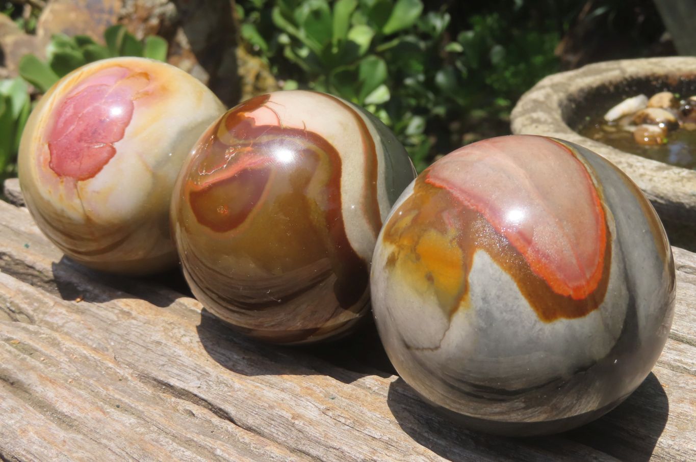 Polished Polychrome Jasper Spheres x 3 From Madagascar - Toprock Gemstones and Minerals 