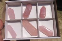 Polished Double Terminated Rose Quartz Points x 6 From Ambatondrazaka, Madagascar - Toprock Gemstones and Minerals 