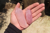 Polished Double Terminated Rose Quartz Points x 6 From Ambatondrazaka, Madagascar - Toprock Gemstones and Minerals 