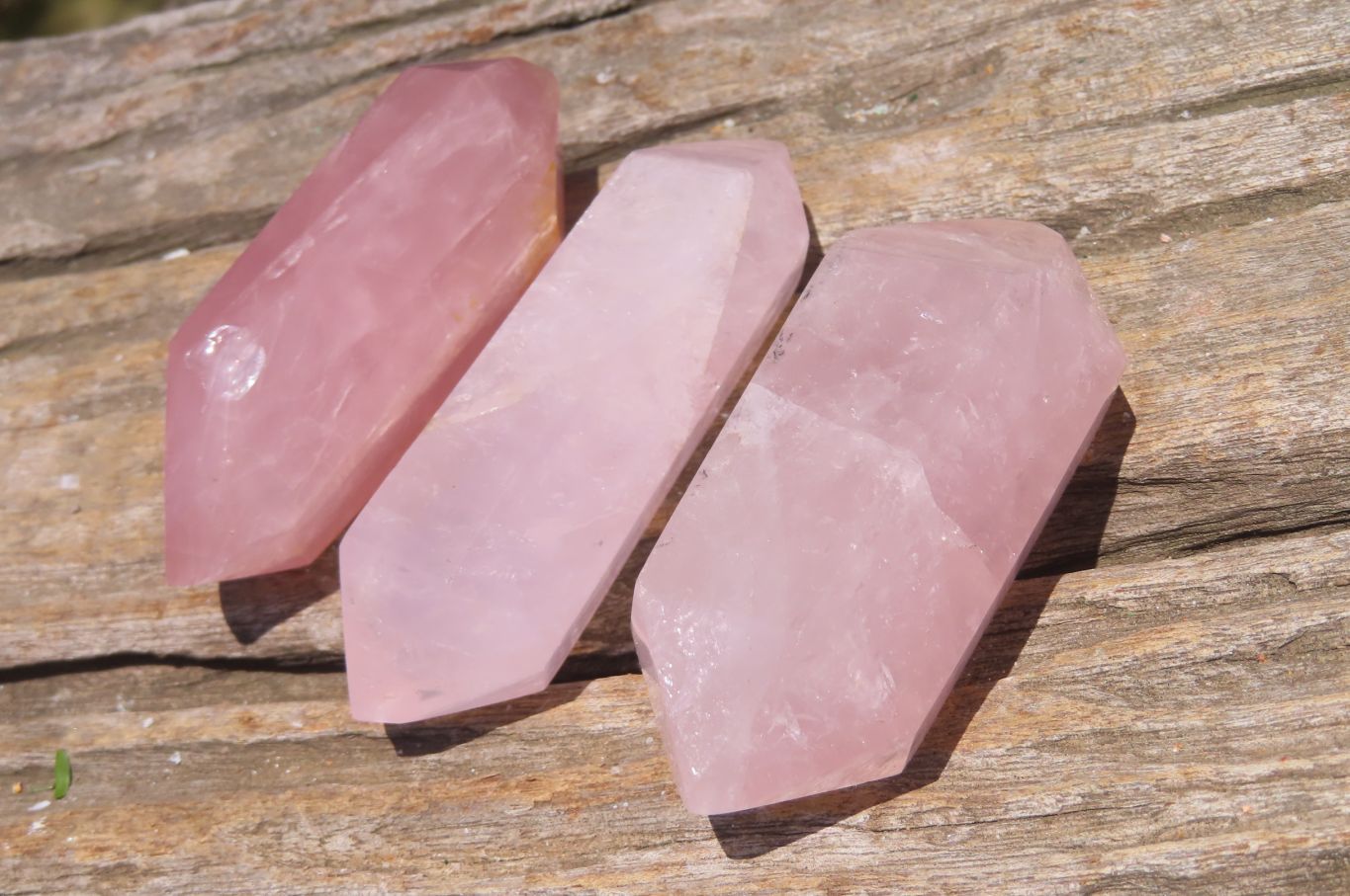 Polished Double Terminated Rose Quartz Points x 6 From Ambatondrazaka, Madagascar - Toprock Gemstones and Minerals 