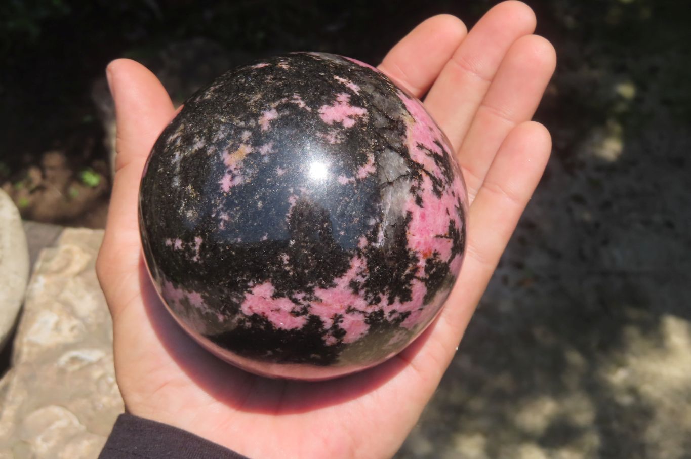 Polished Rhodonite Sphere x 1 From Madagascar - Toprock Gemstones and Minerals 