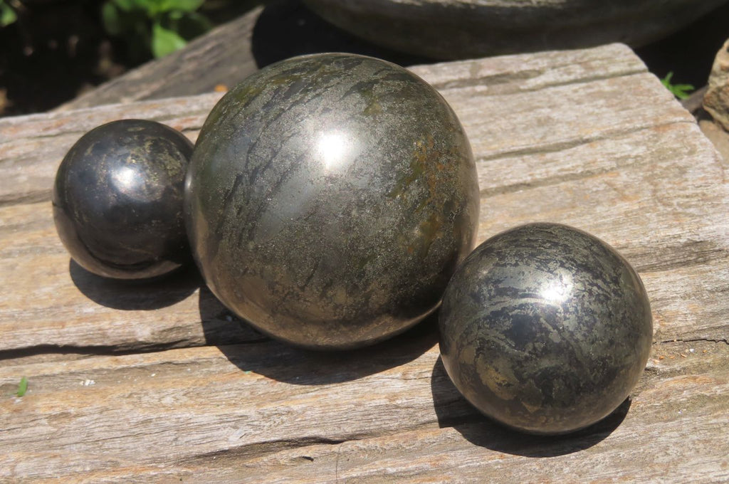 Polished Pharaoh Stone Spheres x 3 From Zimbabwe - Toprock Gemstones and Minerals 