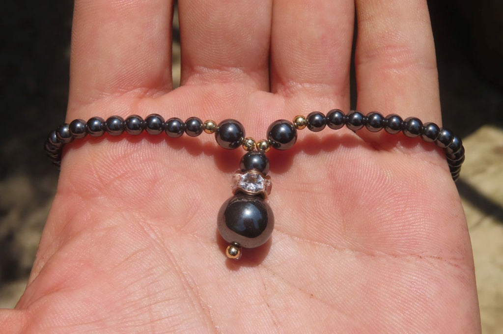 Polished Silver Hematite Drop Choker Necklace - Sold Per Item - From China - Toprock Gemstones and Minerals 