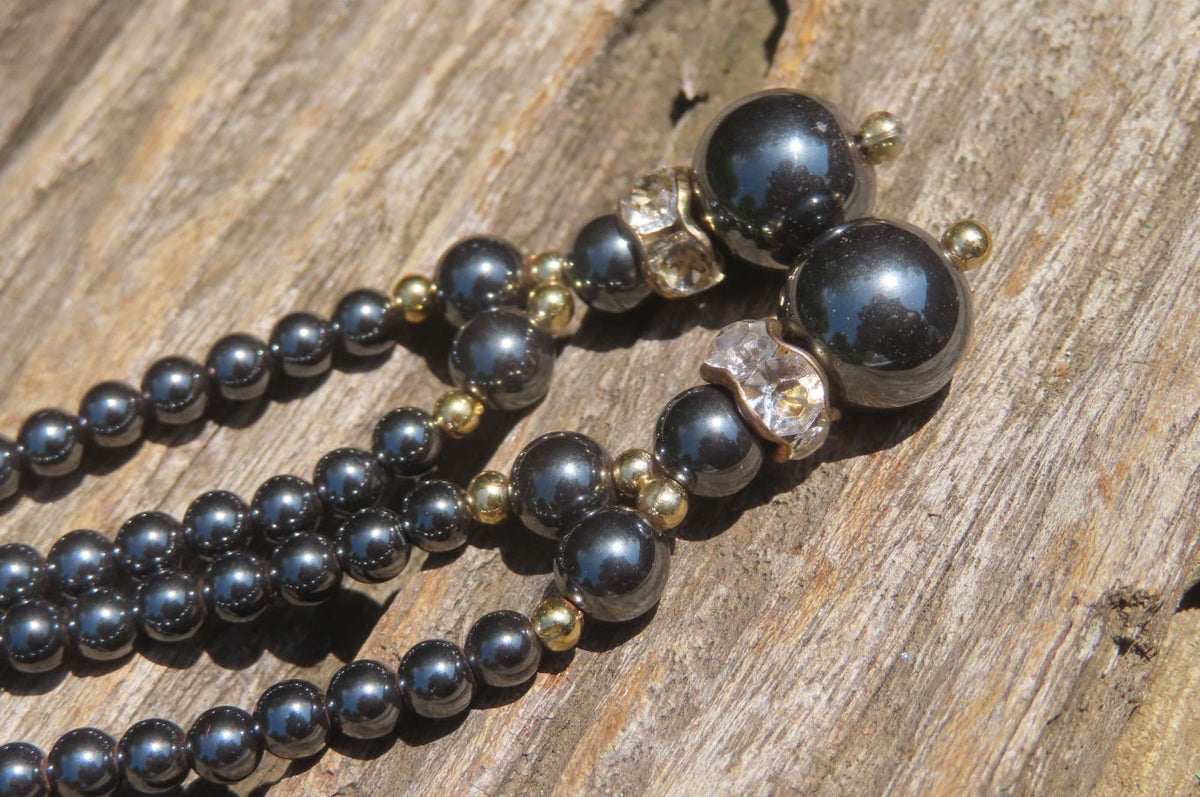 Polished Silver Hematite Drop Choker Necklace - Sold Per Item - From China - Toprock Gemstones and Minerals 