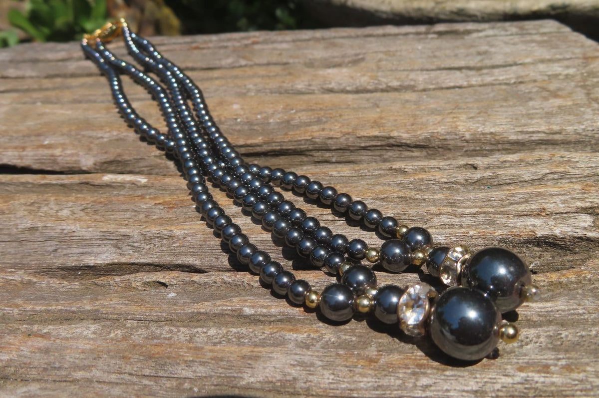 Polished Silver Hematite Drop Choker Necklace - Sold Per Item - From China - Toprock Gemstones and Minerals 