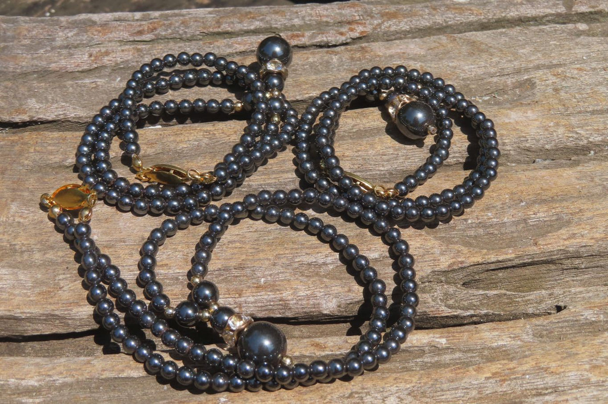 Polished Silver Hematite Drop Choker Necklace - Sold Per Item - From China - Toprock Gemstones and Minerals 