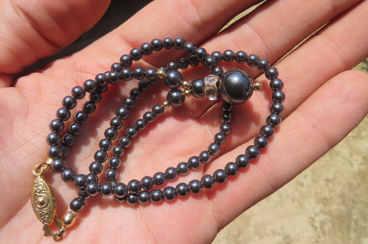 Polished Silver Hematite Drop Choker Necklace - Sold Per Item - From China - Toprock Gemstones and Minerals 
