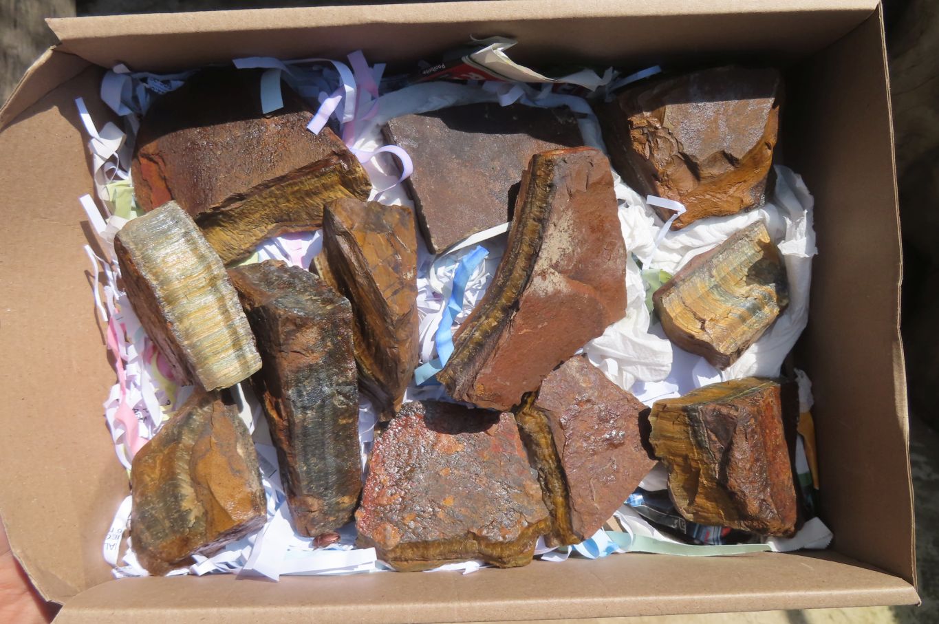 Polished On One Side Tiger's Eye Slabs x 12 From Prieska, South Africa - Toprock Gemstones and Minerals 