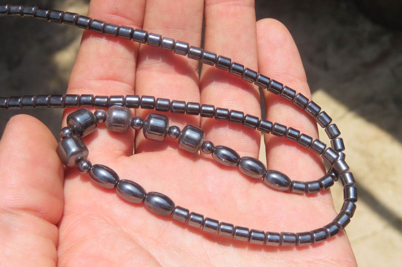 Polished Hematite Barrel Shaped Beaded Necklace - Sold Per Item - From Southern Africa - Toprock Gemstones and Minerals 