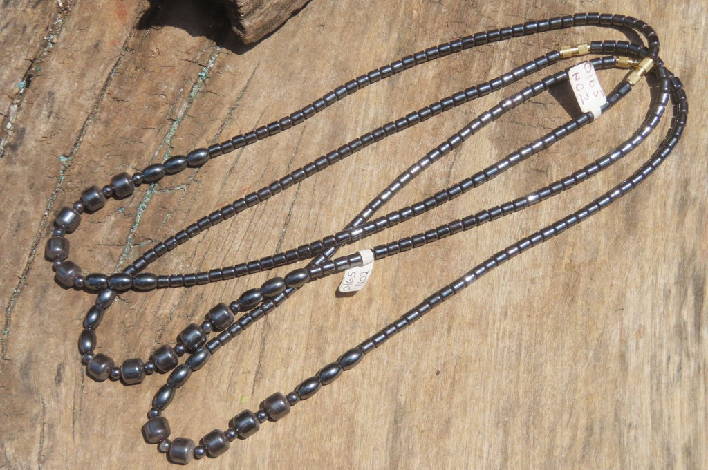 Polished Hematite Barrel Shaped Beaded Necklace - Sold Per Item - From Southern Africa - Toprock Gemstones and Minerals 