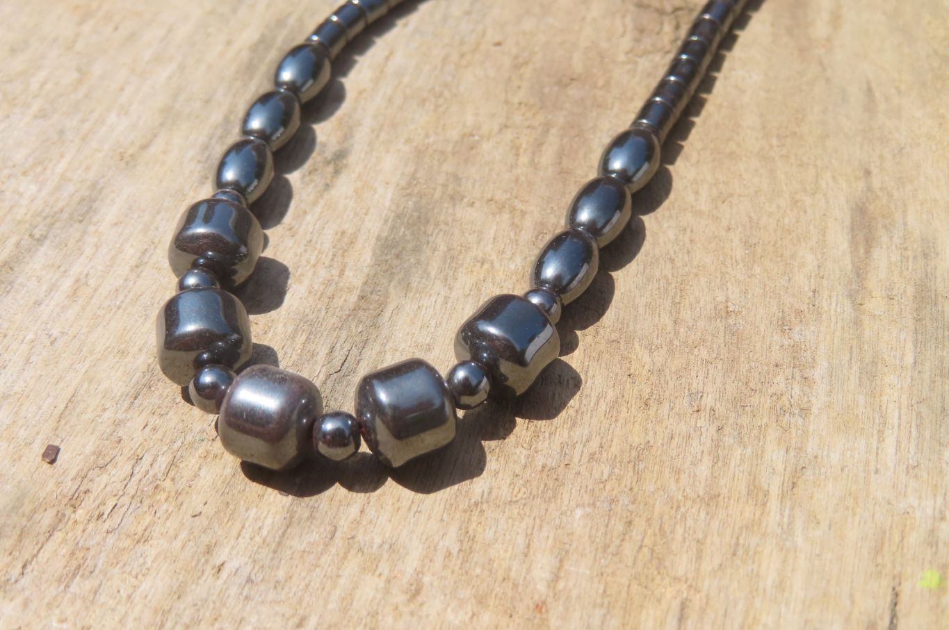 Polished Hematite Barrel Shaped Beaded Necklace - Sold Per Item - From Southern Africa - Toprock Gemstones and Minerals 