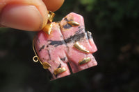 Polished Rhodonite Pink Elephant Pendant with Silver Bail and Trim - Sold Per Item - From Madagascar - Toprock Gemstones and Minerals 