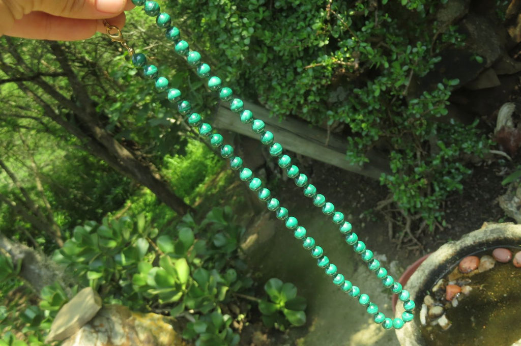 Polished Malachite Ball Shaped Beaded Necklace - Sold Per Item- From Congo - Toprock Gemstones and Minerals 