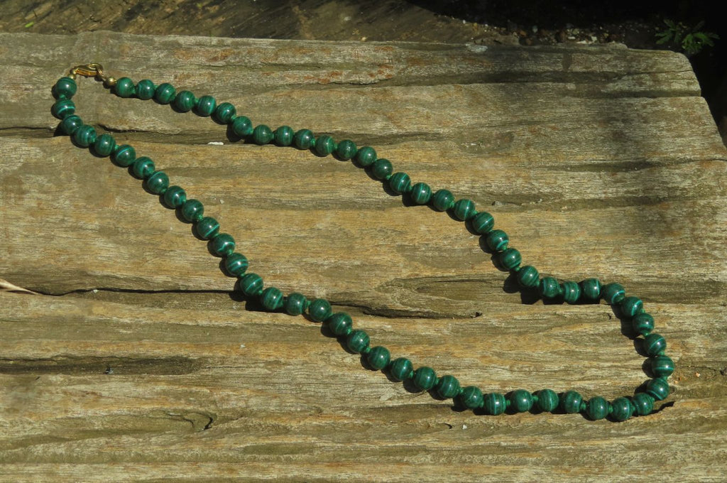 Polished Malachite Ball Shaped Beaded Necklace - Sold Per Item- From Congo - Toprock Gemstones and Minerals 