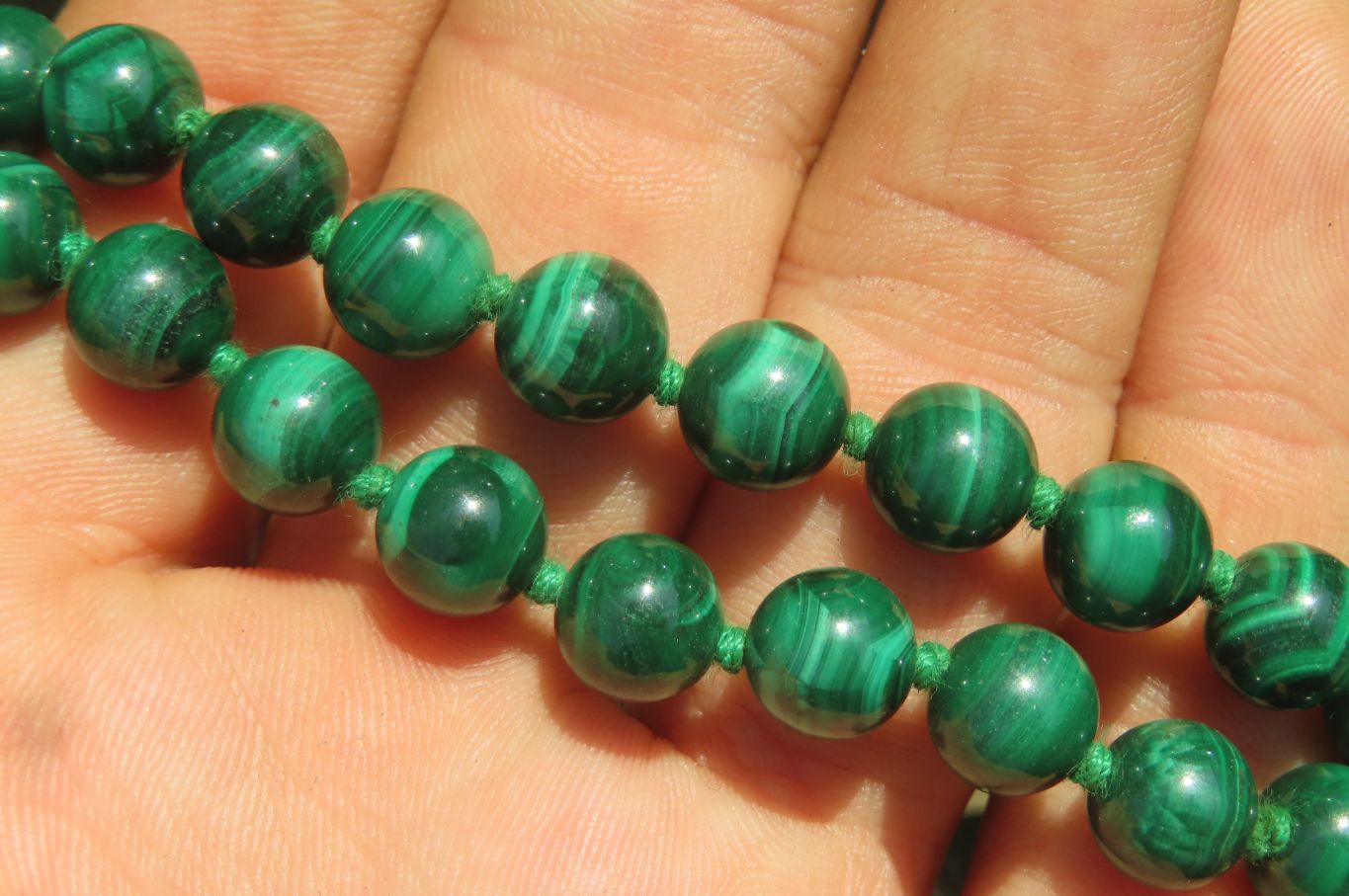 Polished Malachite Ball Shaped Beaded Necklace - Sold Per Item- From Congo - Toprock Gemstones and Minerals 