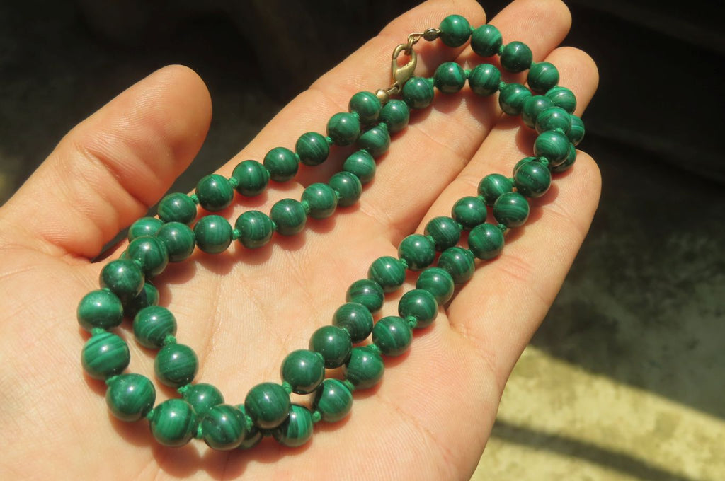 Polished Malachite Ball Shaped Beaded Necklace - Sold Per Item- From Congo - Toprock Gemstones and Minerals 