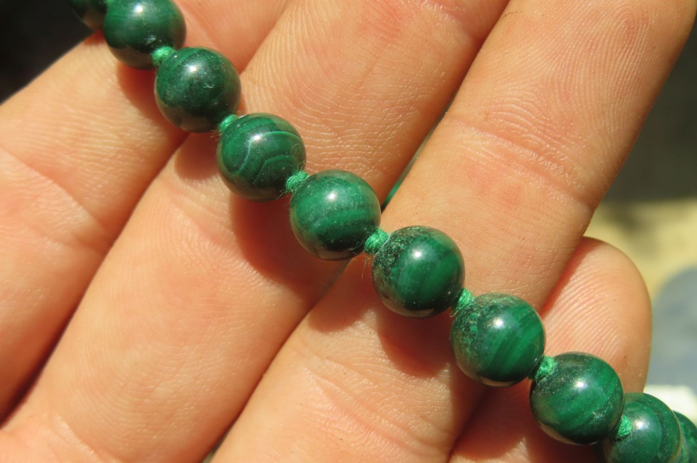 Polished Malachite Ball Shaped Beaded Necklace - Sold Per Item- From Congo - Toprock Gemstones and Minerals 