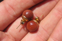 Polished Pair of Goldstone Sunstone Stud Earrings - sold per Pair - From India - Toprock Gemstones and Minerals 