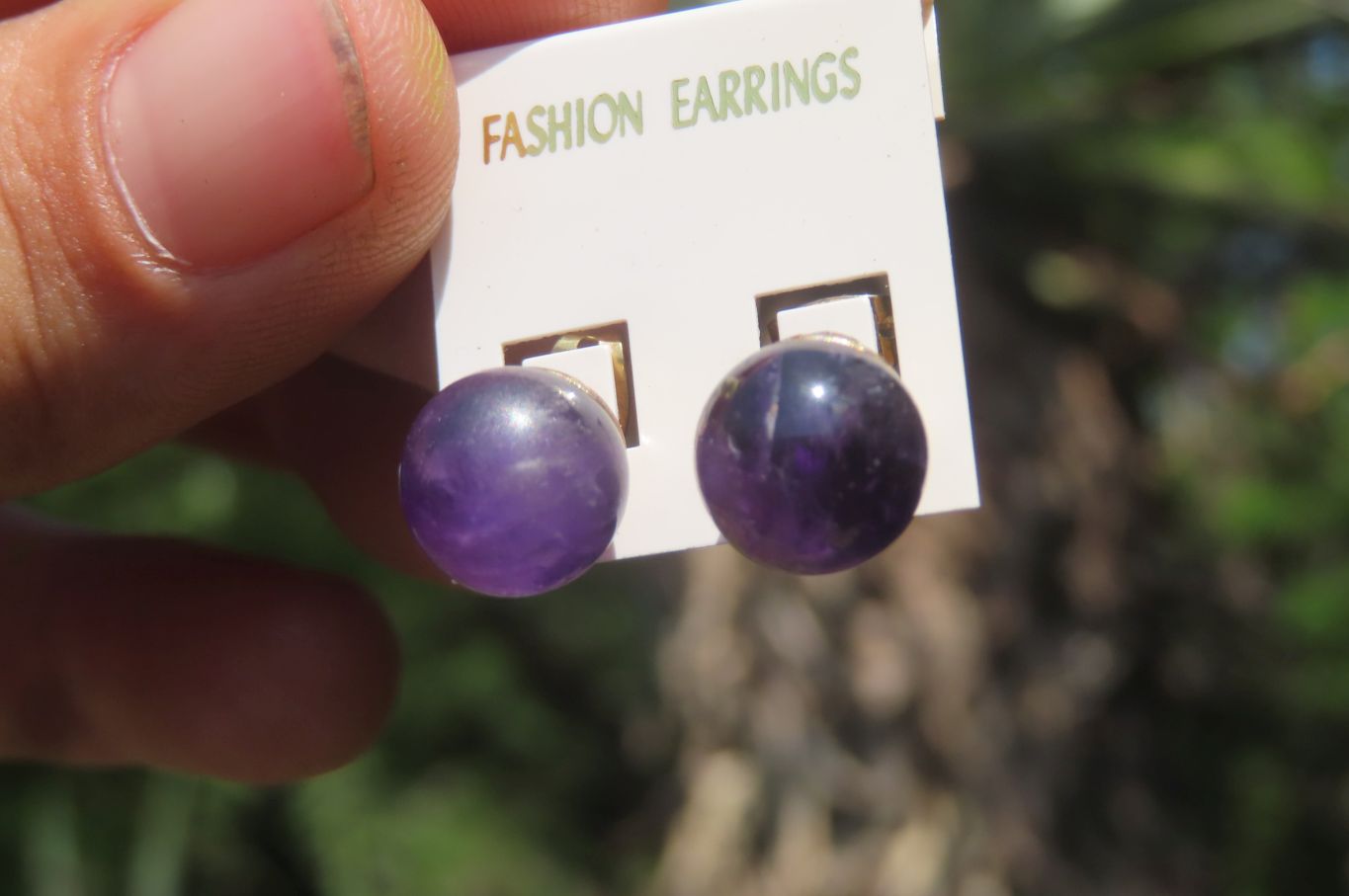 Polished Pair of Gemmy Amethyst Stud Earrings - sold per Pair - From Zambia - Toprock Gemstones and Minerals 