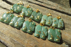 Polished Aventurine Elephant Pendant with 9ct Gold Bail and Trim - Sold Per Item - From Zimbabwe - Toprock Gemstones and Minerals 