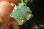 Polished Aventurine Elephant Pendant with 9ct Gold Bail and Trim - Sold Per Item - From Zimbabwe - Toprock Gemstones and Minerals 
